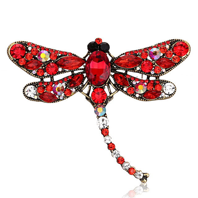 Broszka Vintage Crystal Dragonfly Rinhoo - Modna ozdoba w formie skrzydła ważki - Biżuteria z owadem - Wianko - 99