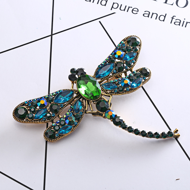 Broszka Vintage Crystal Dragonfly Rinhoo - Modna ozdoba w formie skrzydła ważki - Biżuteria z owadem - Wianko - 97