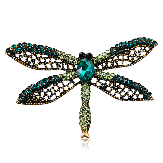 Broszka Vintage Crystal Dragonfly Rinhoo - Modna ozdoba w formie skrzydła ważki - Biżuteria z owadem - Wianko - 130