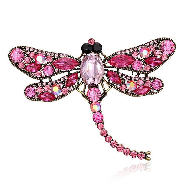 Broszka Vintage Crystal Dragonfly Rinhoo - Modna ozdoba w formie skrzydła ważki - Biżuteria z owadem - Wianko - 111