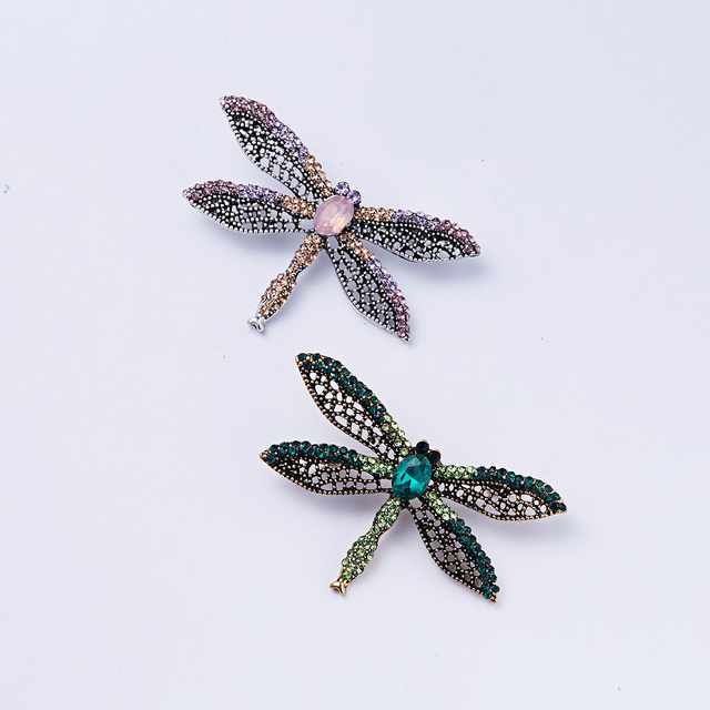 Broszka Vintage Crystal Dragonfly Rinhoo - Modna ozdoba w formie skrzydła ważki - Biżuteria z owadem - Wianko - 150