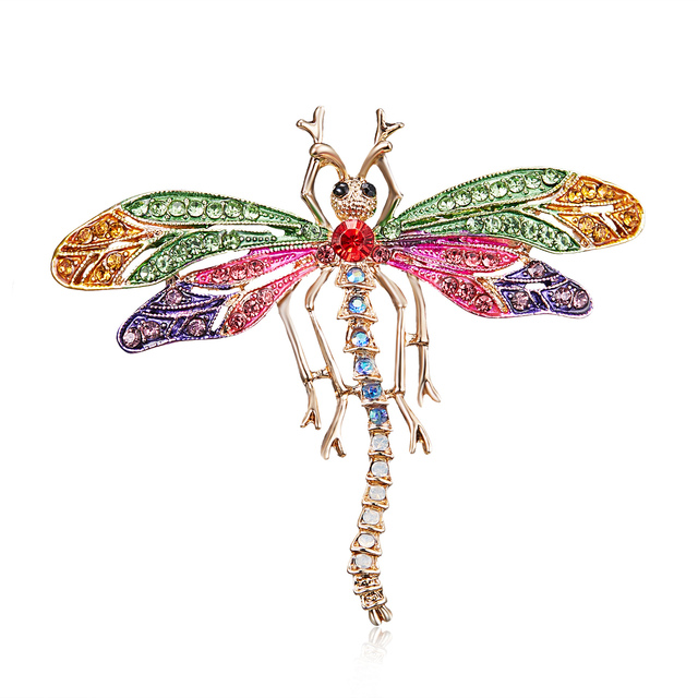 Broszka Vintage Crystal Dragonfly Rinhoo - Modna ozdoba w formie skrzydła ważki - Biżuteria z owadem - Wianko - 133