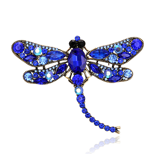 Broszka Vintage Crystal Dragonfly Rinhoo - Modna ozdoba w formie skrzydła ważki - Biżuteria z owadem - Wianko - 102