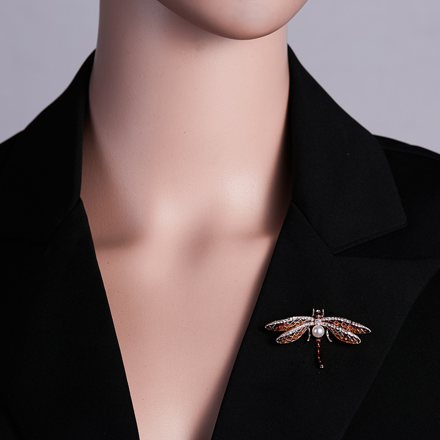 Broszka Vintage Crystal Dragonfly Rinhoo - Modna ozdoba w formie skrzydła ważki - Biżuteria z owadem - Wianko - 144