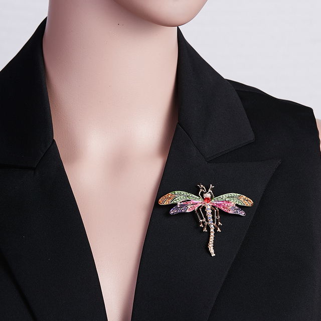 Broszka Vintage Crystal Dragonfly Rinhoo - Modna ozdoba w formie skrzydła ważki - Biżuteria z owadem - Wianko - 135