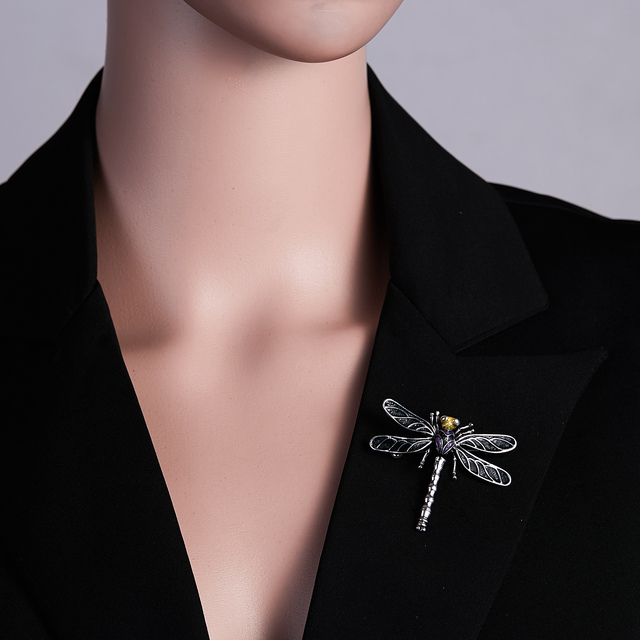 Broszka Vintage Crystal Dragonfly Rinhoo - Modna ozdoba w formie skrzydła ważki - Biżuteria z owadem - Wianko - 141