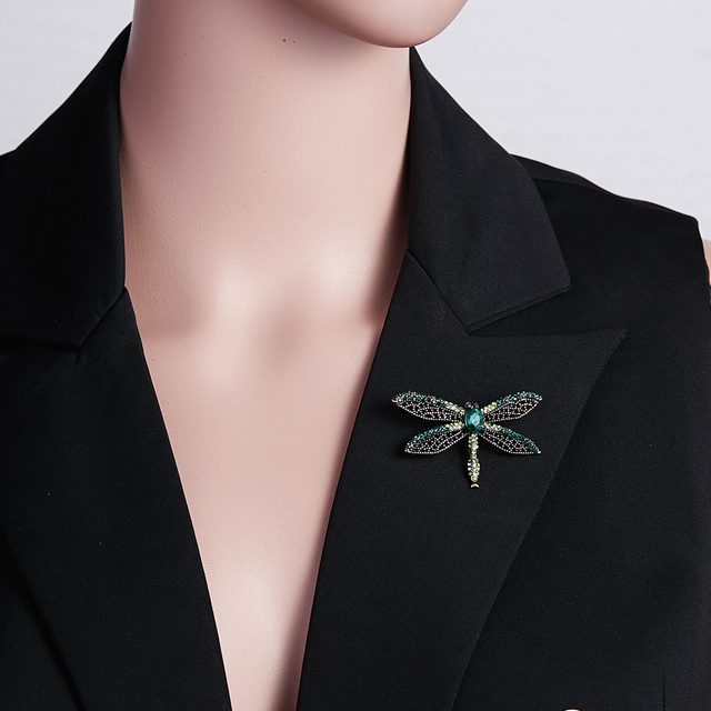Broszka Vintage Crystal Dragonfly Rinhoo - Modna ozdoba w formie skrzydła ważki - Biżuteria z owadem - Wianko - 132