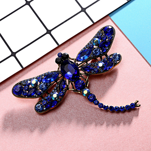 Broszka Vintage Crystal Dragonfly Rinhoo - Modna ozdoba w formie skrzydła ważki - Biżuteria z owadem - Wianko - 103
