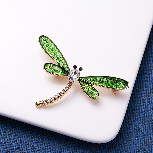 Broszka Vintage Crystal Dragonfly Rinhoo - Modna ozdoba w formie skrzydła ważki - Biżuteria z owadem - Wianko - 137