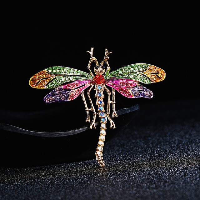 Broszka Vintage Crystal Dragonfly Rinhoo - Modna ozdoba w formie skrzydła ważki - Biżuteria z owadem - Wianko - 134