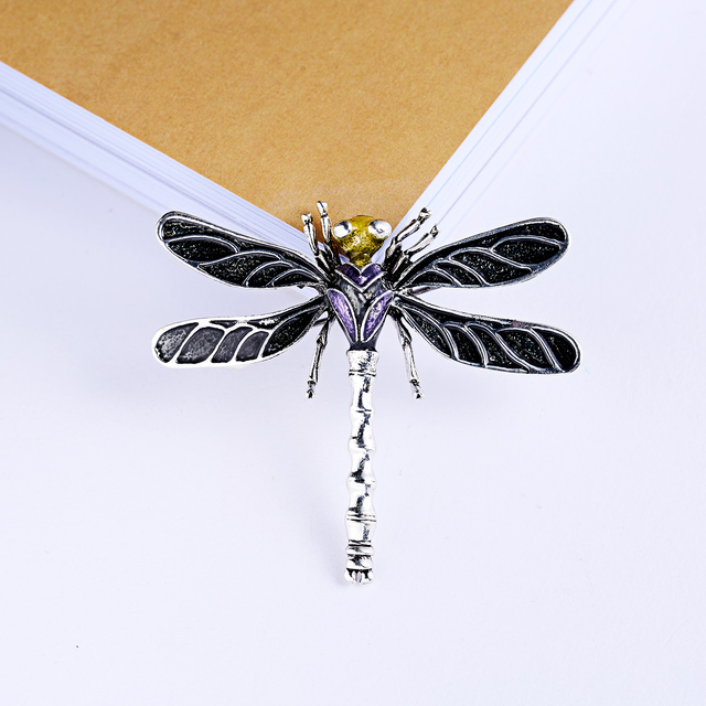 Broszka Vintage Crystal Dragonfly Rinhoo - Modna ozdoba w formie skrzydła ważki - Biżuteria z owadem - Wianko - 140