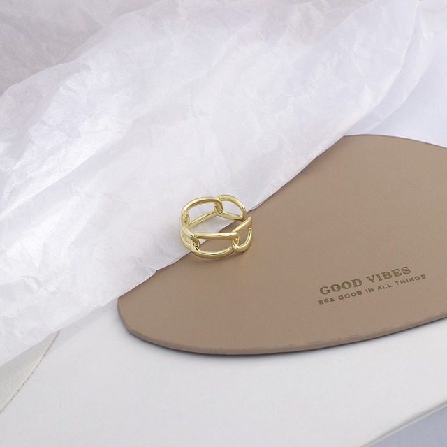 Szykowny pierścień regulowany AENSOA ze złotym poszyciem i geometrycznym kształtem - biżuteria vintage gothic MIDI o antycznym stylu, unisex - Wianko - 18
