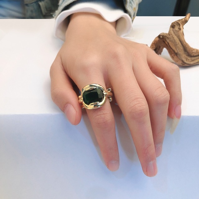 Szykowny pierścień regulowany AENSOA ze złotym poszyciem i geometrycznym kształtem - biżuteria vintage gothic MIDI o antycznym stylu, unisex - Wianko - 6