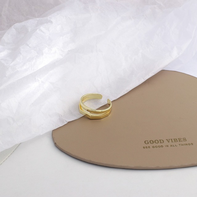 Szykowny pierścień regulowany AENSOA ze złotym poszyciem i geometrycznym kształtem - biżuteria vintage gothic MIDI o antycznym stylu, unisex - Wianko - 19