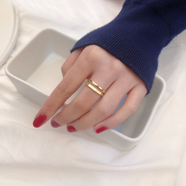 Szykowny pierścień regulowany AENSOA ze złotym poszyciem i geometrycznym kształtem - biżuteria vintage gothic MIDI o antycznym stylu, unisex - Wianko - 5