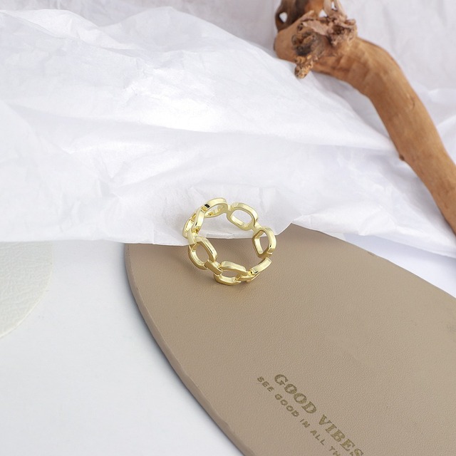 Szykowny pierścień regulowany AENSOA ze złotym poszyciem i geometrycznym kształtem - biżuteria vintage gothic MIDI o antycznym stylu, unisex - Wianko - 12