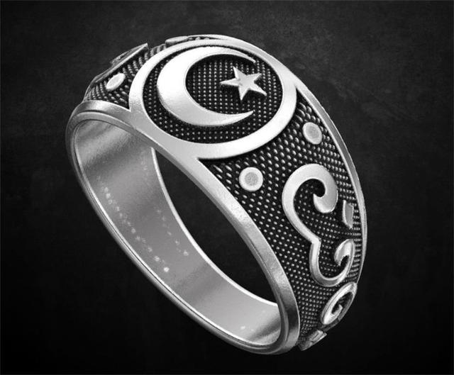 Pierścień grawerowany z motywem twórczej gwiazdy i księżyca, stylizowany na vintage gotycki Steam Punk, idealny dla mężczyzn i kobiet - biżuteryjny prezent - Wianko - 3