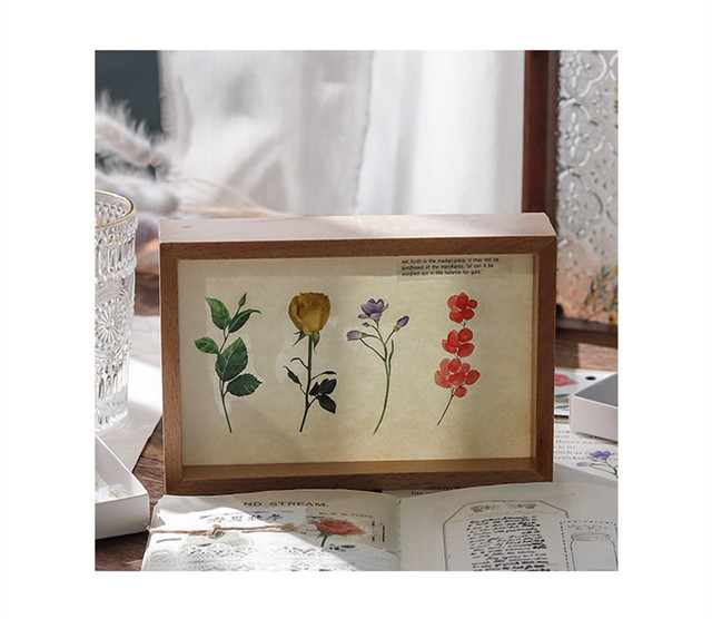 Zestaw 40 sztuk przezroczystych naklejek z motywem prostych kwiatów i liści PET do dekoracji - Wianko - 2