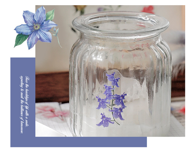 Zestaw 40 sztuk przezroczystych naklejek z motywem prostych kwiatów i liści PET do dekoracji - Wianko - 7