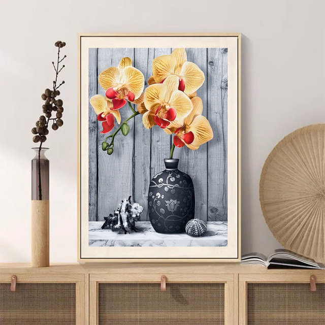 Diamentowy obraz 5D DIY z motywem orchidei w formie haftu krzyżykowego - Wianko - 5