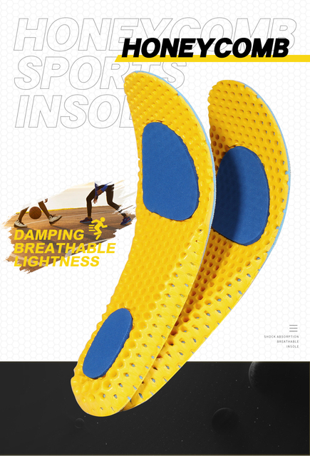 Wkładka do butów FootMaster z elastyczną amortyzacją, oddychająca o strukturze plastra miodu, do obuwia sportowego Unisex - Wianko - 1
