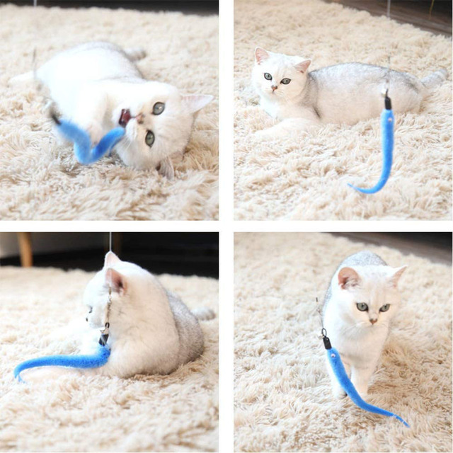 100 sztuk Cat Teaser - interaktywna różdżka z wymiennymi pluszowymi robakami dla kota - zabawka szkoleniowa i gra - Wianko - 19