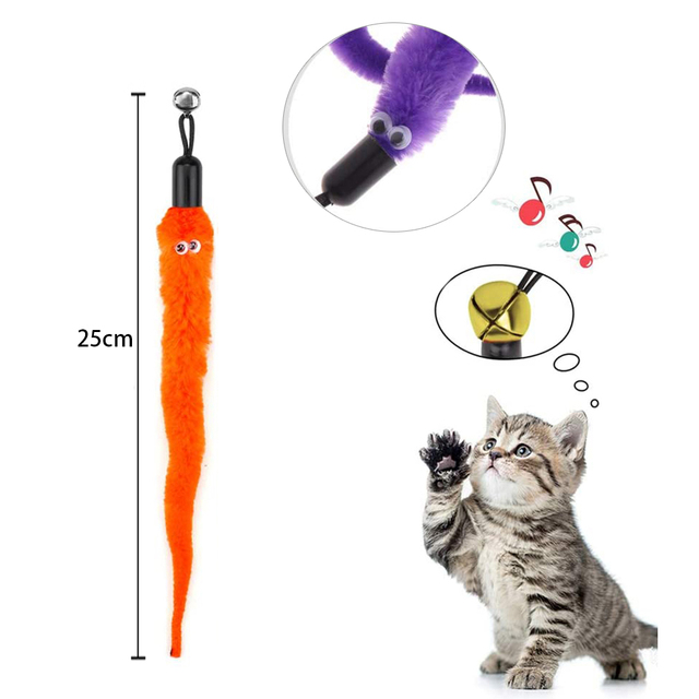 100 sztuk Cat Teaser - interaktywna różdżka z wymiennymi pluszowymi robakami dla kota - zabawka szkoleniowa i gra - Wianko - 17