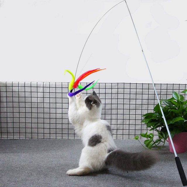 100 sztuk Cat Teaser - interaktywna różdżka z wymiennymi pluszowymi robakami dla kota - zabawka szkoleniowa i gra - Wianko - 21