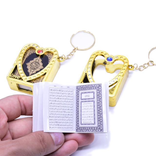 Mini Koran brelok wisiorek w kształcie miłości ze symbolem Islamu - muzułmańska pamiątka religijna - Wianko - 1