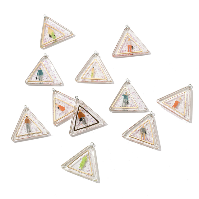5 trójkątów przezroczystych ludzi z żywicy akrylowej - charms do biżuterii Handmade DIY - Wianko - 4