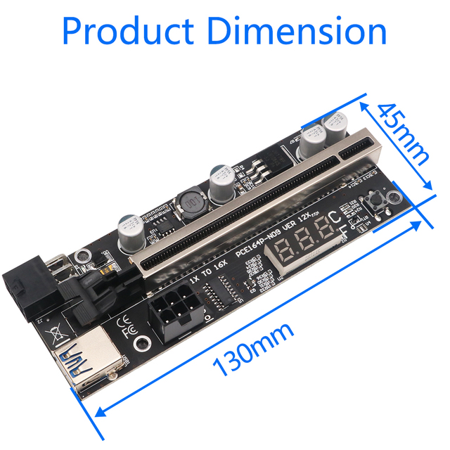 Riser PCI-E PCIE PCI E expresscard GPU USB z czujnikiem temperatury COVYIV VER12X, kabel X1 do X16 - do kart graficznych - Wianko - 4