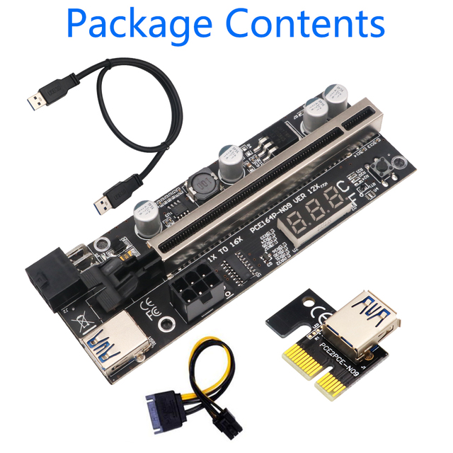 Riser PCI-E PCIE PCI E expresscard GPU USB z czujnikiem temperatury COVYIV VER12X, kabel X1 do X16 - do kart graficznych - Wianko - 5