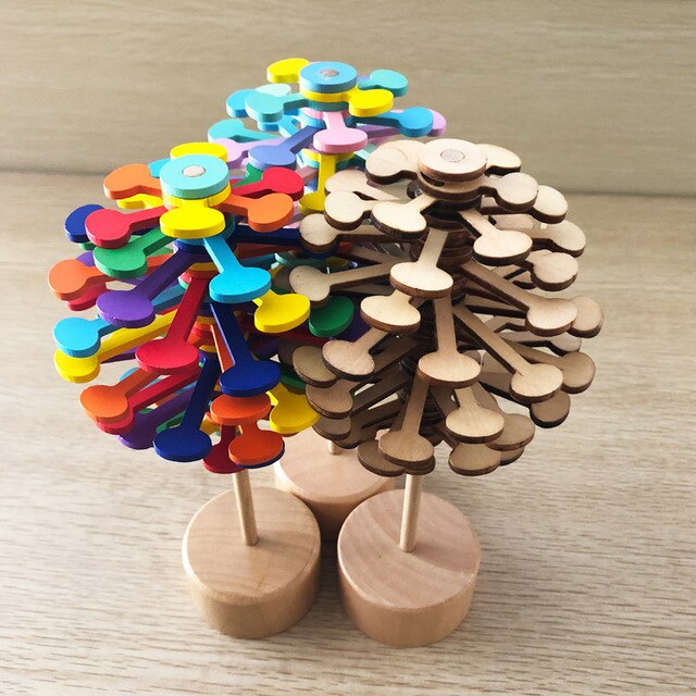 Dekompresyjny obrotowy Gyro rainbow - kreatywne drewniane ozdoby do zabawy - Wianko - 5