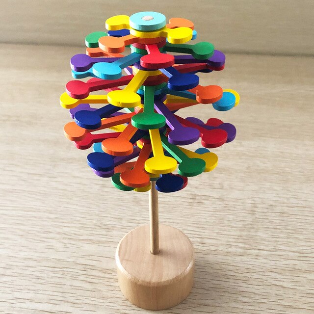 Dekompresyjny obrotowy Gyro rainbow - kreatywne drewniane ozdoby do zabawy - Wianko - 4