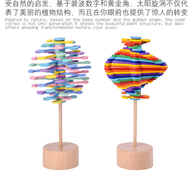 Dekompresyjny obrotowy Gyro rainbow - kreatywne drewniane ozdoby do zabawy - Wianko - 12