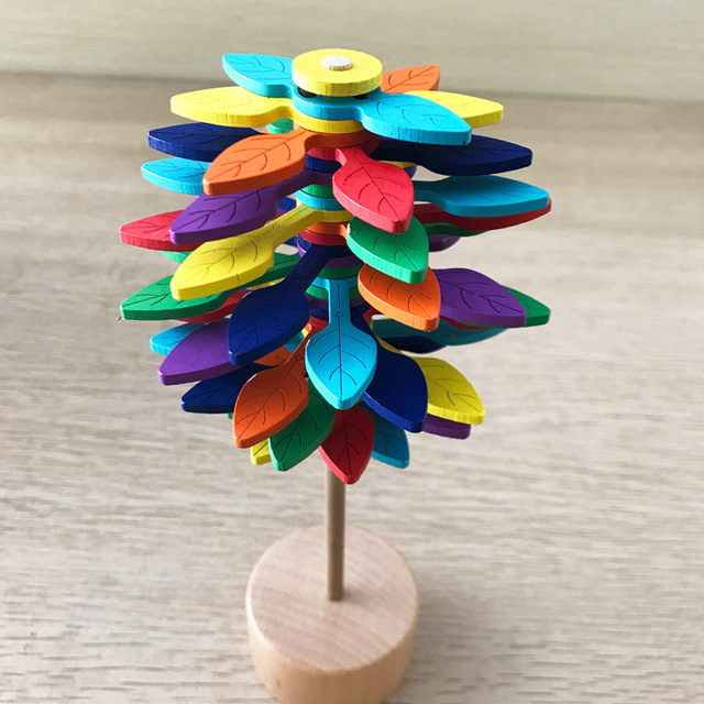 Dekompresyjny obrotowy Gyro rainbow - kreatywne drewniane ozdoby do zabawy - Wianko - 3
