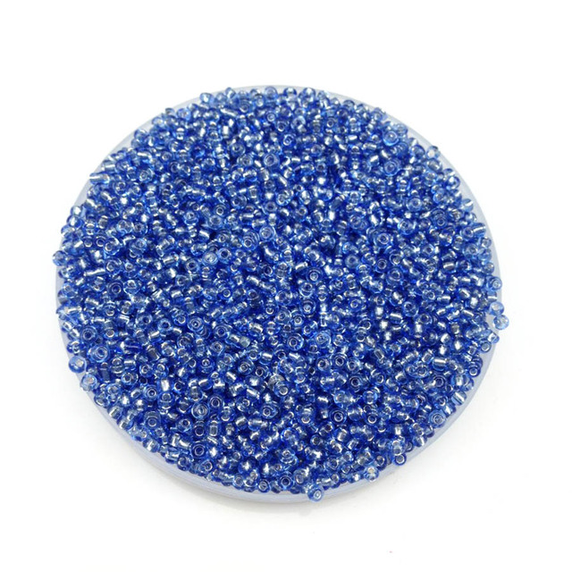Srebrne, niebieskie koraliki odzieżowe 12/0 o średnicy 2mm, 1000 sztuk - koraliki dystansowe 16g, luźno, DIY biżuteria - Wianko - 3