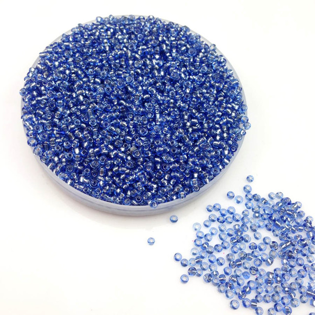 Srebrne, niebieskie koraliki odzieżowe 12/0 o średnicy 2mm, 1000 sztuk - koraliki dystansowe 16g, luźno, DIY biżuteria - Wianko - 2