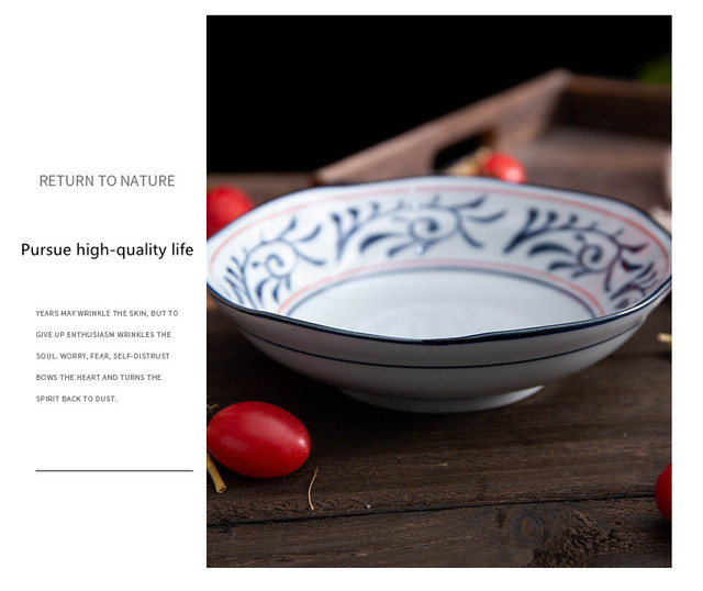 Miseczki ceramiczne w japońskim stylu - rodzinna zastawa stołowa, ręcznie malowane - idealne na zupę, owoce, makaron, sałatkę i inne potrawy - Wianko - 9