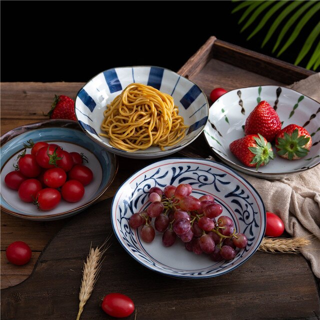 Miseczki ceramiczne w japońskim stylu - rodzinna zastawa stołowa, ręcznie malowane - idealne na zupę, owoce, makaron, sałatkę i inne potrawy - Wianko - 2