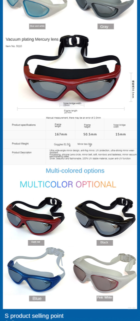 Profesjonalne, wodoodporne okulary pływackie z dużymi, miękkimi oprawkami i silikonowymi okularami, przeciwmgielne, UV, dla mężczyzn i kobiet, do nurkowania - Wianko - 5