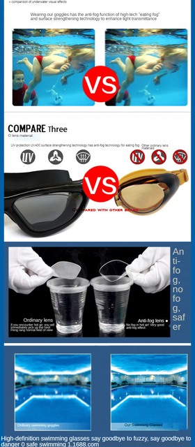 Profesjonalne, wodoodporne okulary pływackie z dużymi, miękkimi oprawkami i silikonowymi okularami, przeciwmgielne, UV, dla mężczyzn i kobiet, do nurkowania - Wianko - 3