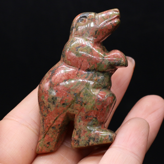 Naturalny ozdobny kamień w kształcie dinozaura - ornament przynoszący szczęście dla sypialni, biurka i ogrodu - Wianko - 17