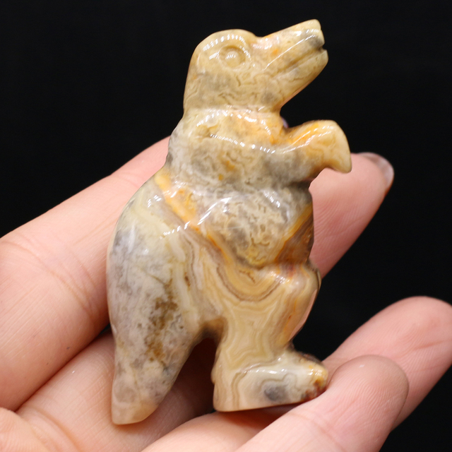 Naturalny ozdobny kamień w kształcie dinozaura - ornament przynoszący szczęście dla sypialni, biurka i ogrodu - Wianko - 16