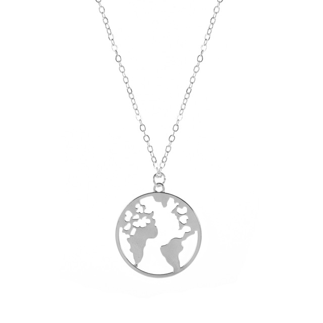 Naszyjnik vintage ze złotym lub srebrnym wisiorkiem w kształcie geometrycznego okręgu na chokerze z mapą świata - Wianko - 5