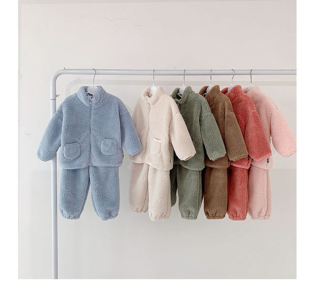 Zimowy garnitur dziecięcy 2-8Y dziewczęcy/chłopięcy aksamitny z funkcją termiczną: kurtka z zamkiem i aksamitne zagęszczone spodnie - Wianko - 5