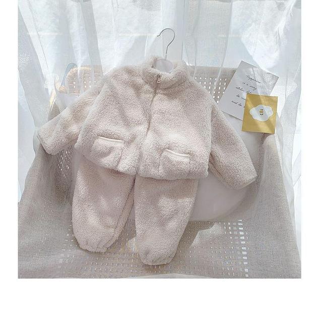 Zimowy garnitur dziecięcy 2-8Y dziewczęcy/chłopięcy aksamitny z funkcją termiczną: kurtka z zamkiem i aksamitne zagęszczone spodnie - Wianko - 10