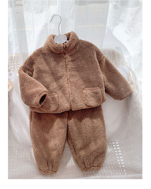 Zimowy garnitur dziecięcy 2-8Y dziewczęcy/chłopięcy aksamitny z funkcją termiczną: kurtka z zamkiem i aksamitne zagęszczone spodnie - Wianko - 7