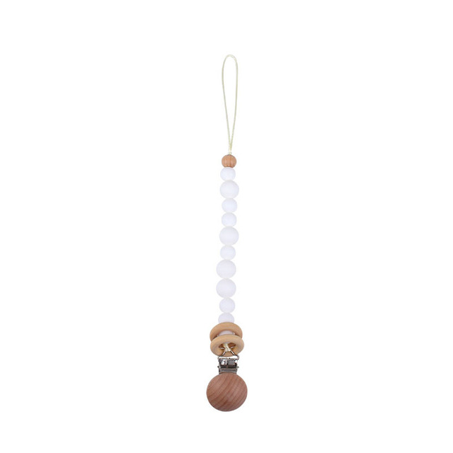 Kulki silikonowe do smoczka dla niemowląt z klipem drewnianym i pierścieniem - łańcuszek dla niemowląt - Wianko - 9