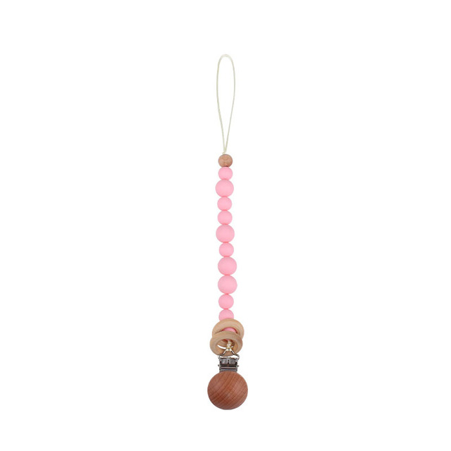 Kulki silikonowe do smoczka dla niemowląt z klipem drewnianym i pierścieniem - łańcuszek dla niemowląt - Wianko - 14